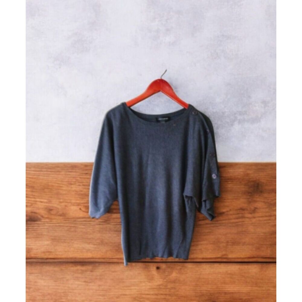 Cable & Gauge & Button Grey Ribbed Waist Sweater Size XL